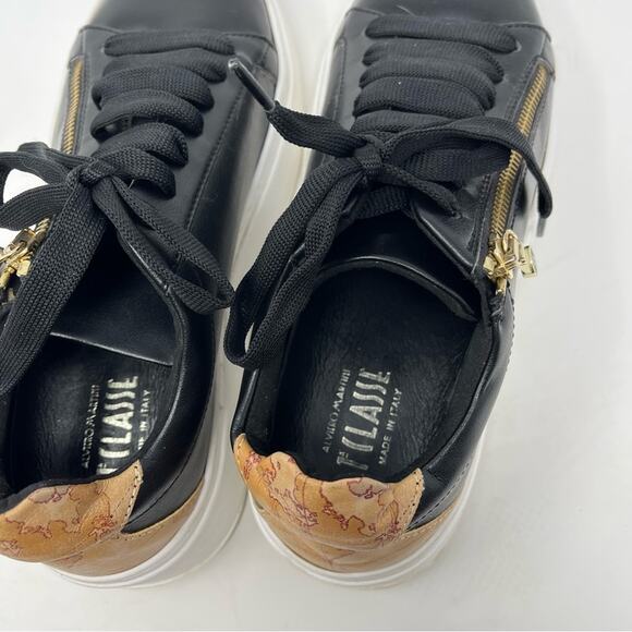 Alviero Martini Classe Map Zipper Lace Sneaker Shoes Womens Size 37 - Picture 10 of 10